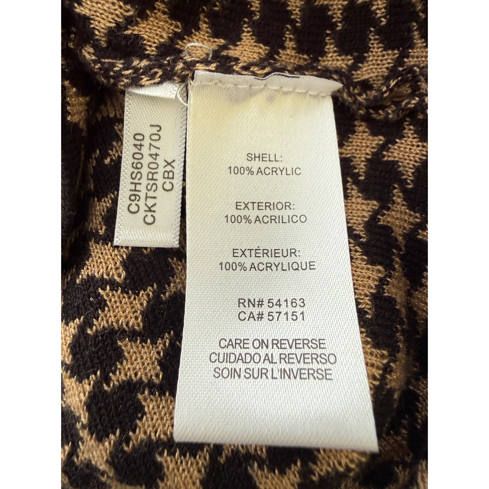 Calvin Klein Cowl Neck Sweater Womens Medium Tan Black Houndstooth - Picture 4 of 6